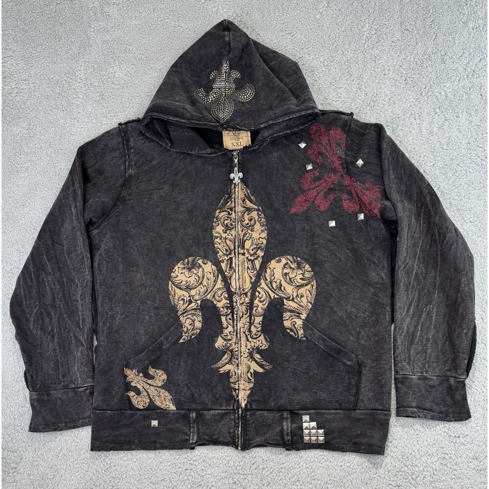 Division E Mens XXL Faded Black Graphics print Metal Heavy Hoodie Made In USA